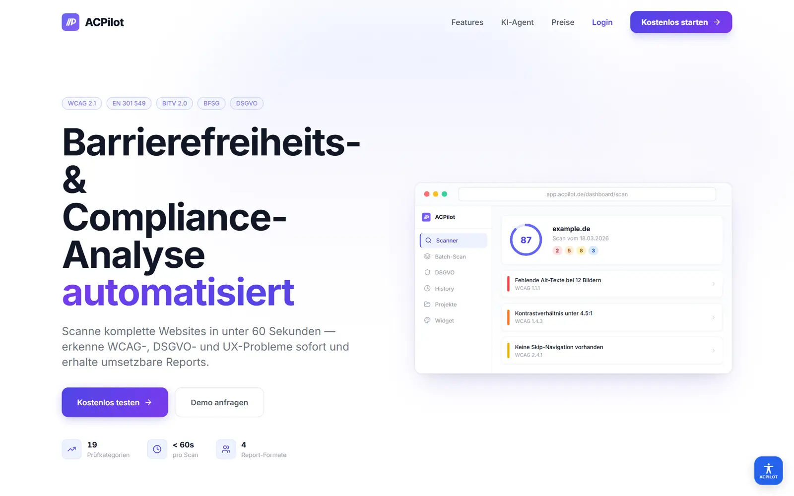 Bildschirmfoto von ACPilot