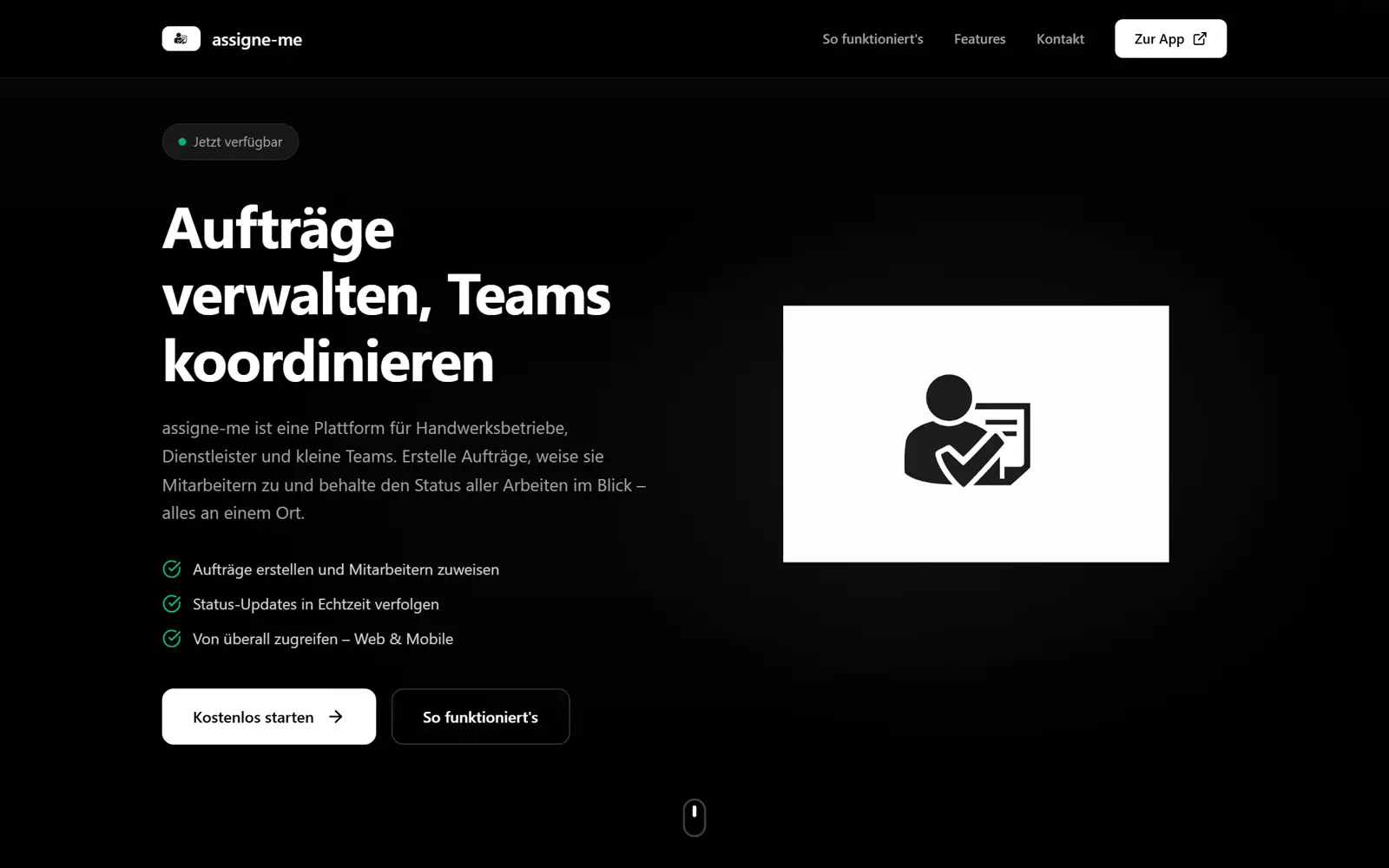 Bildschirmfoto von Assigne-Me