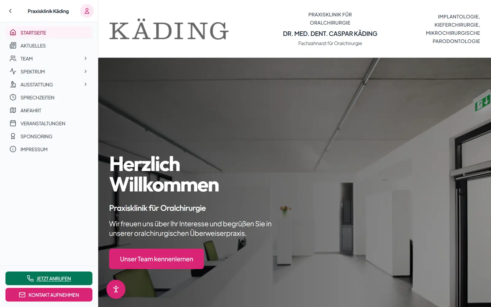 Bildschirmfoto von Praxisklinik Kaeding