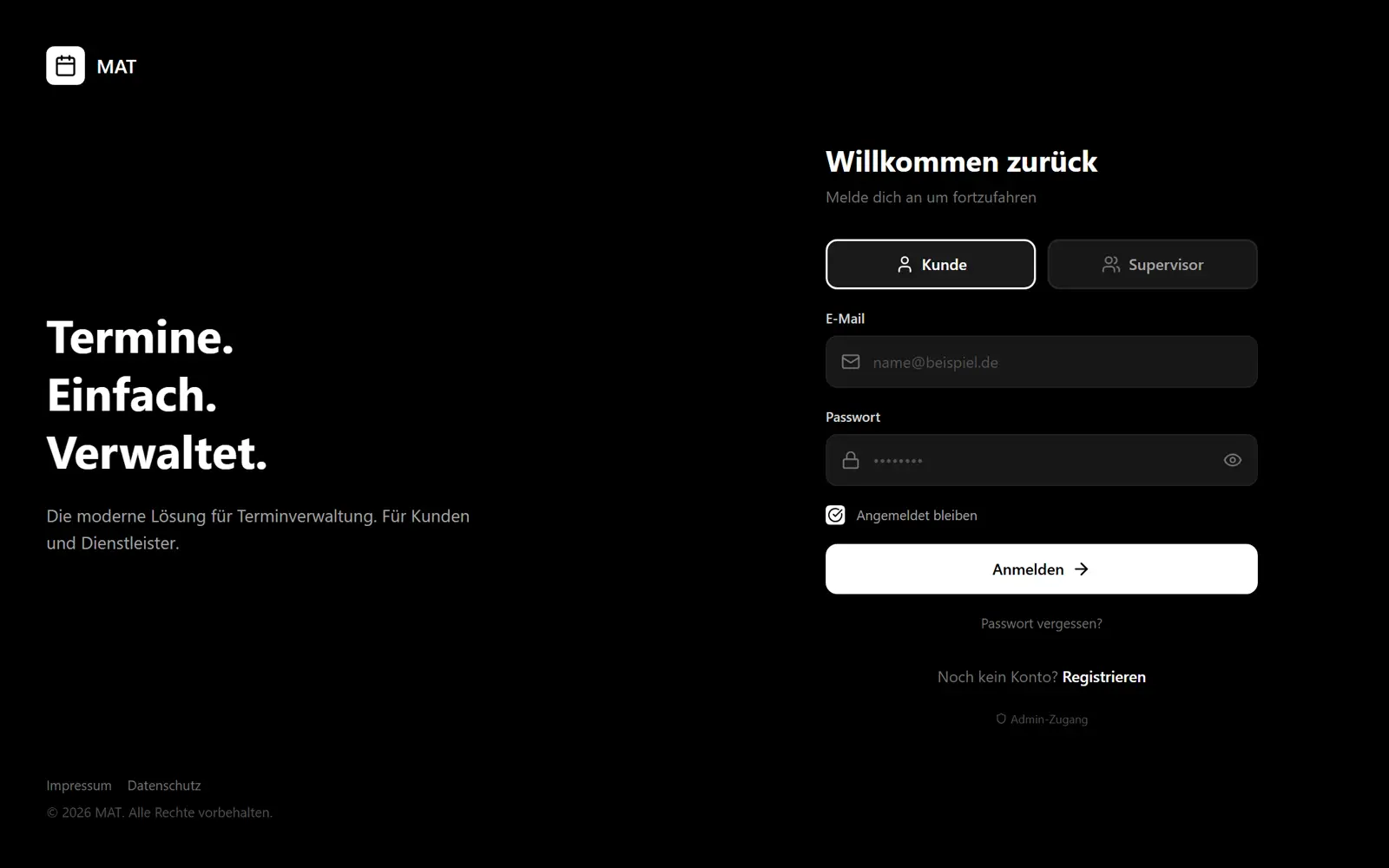 Bildschirmfoto von MAT Terminverwaltung