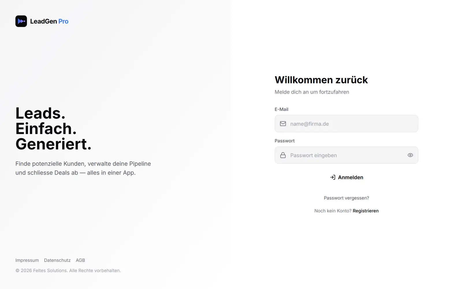 Bildschirmfoto von MyLeadPro